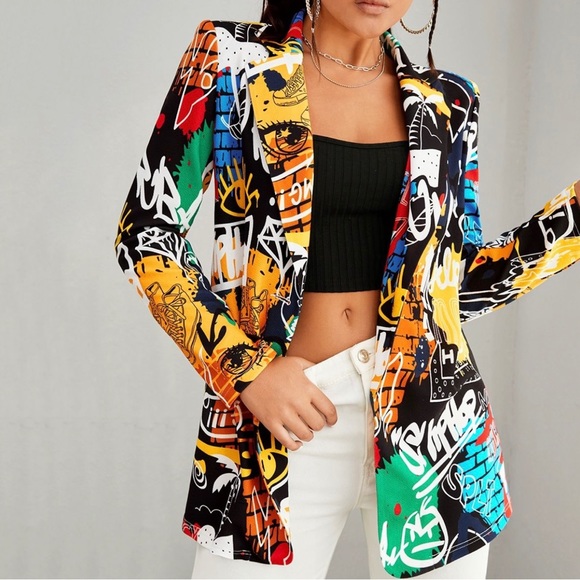 SHEIN Jackets & Blazers - Graphic Hip Hop 90’s Blazer